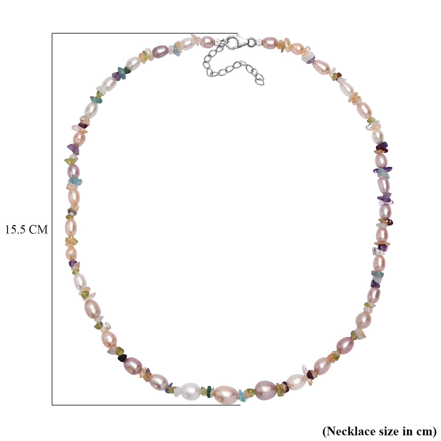 Tucson Closeout Deal - Multi Color Fresh Water Pearl Necklace (Size 18 - 2 Ext) with Lobster Clasp in Rhodium Overlay Sterling Silver 95.00 Ct.