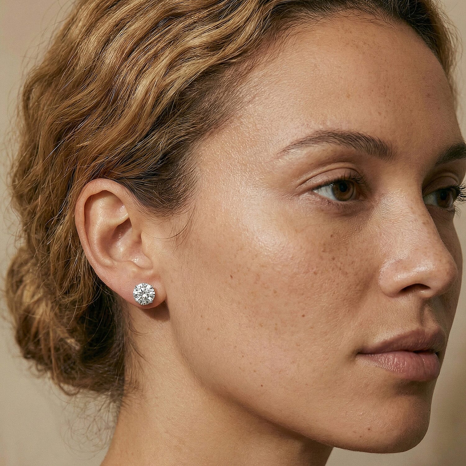 Vegas Find - Luxuriant 14K White Gold Round EGL Certified (VS-GH) Lab Grown Diamond Stud Earrings with Push Back 4.00 Ct.