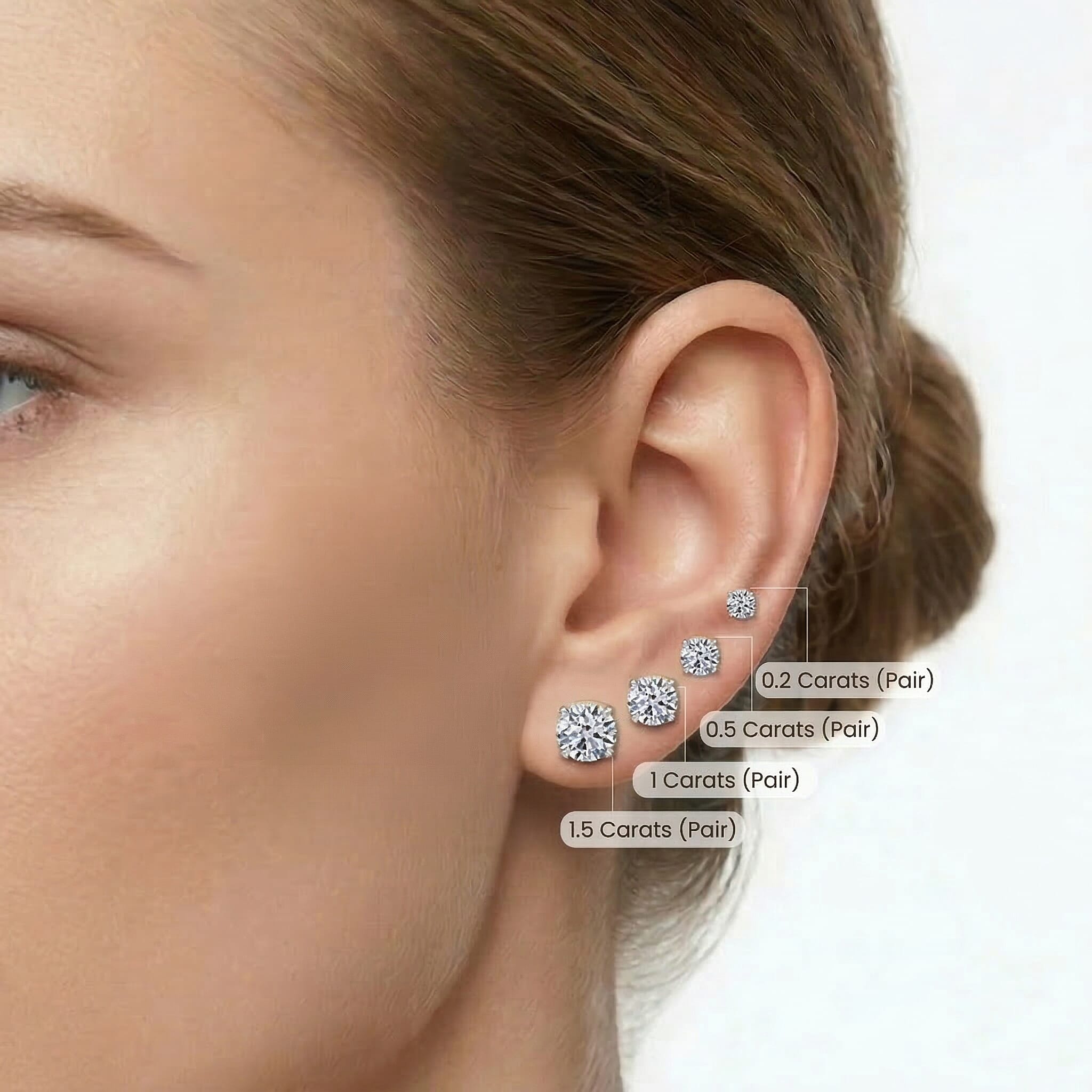 Vegas Find - Luxuriant 14K White Gold Round EGL Certified (VS-GH) Lab Grown Diamond Stud Earrings with Push Back 4.00 Ct.