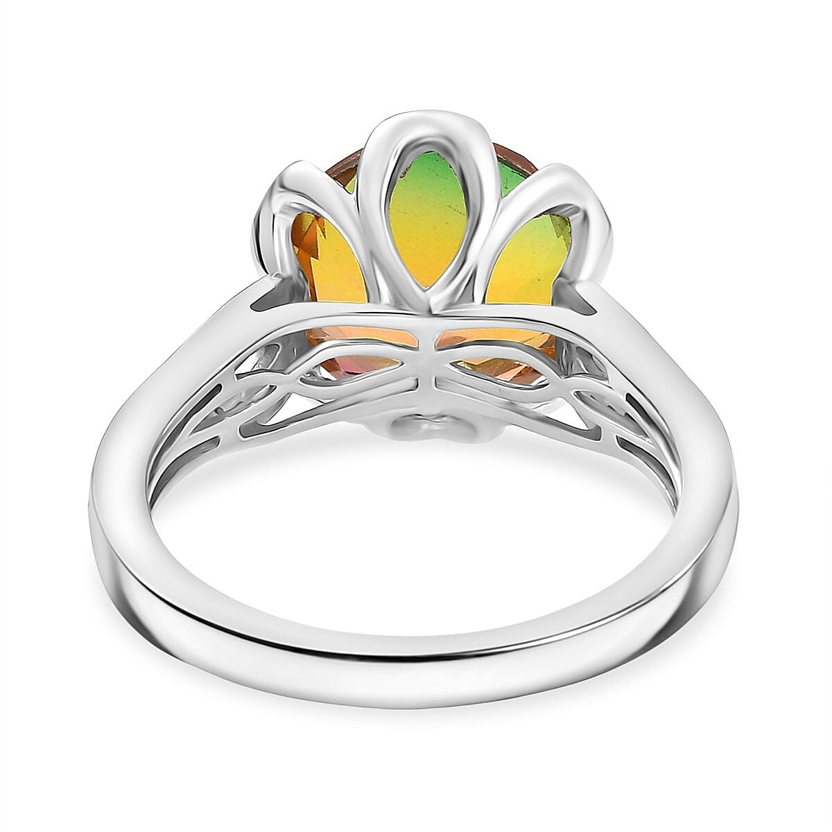 Djoy Rainbow Genesis Quartz & White Zircon Garden Grace Ring in Rhodium Overlay Sterling Silver 4.20 Ct. Djoy Rainbow Genesis Quartz & White Zircon Garden Grace Ring in Rhodium Overlay Sterling Silver 4.20 Ct.