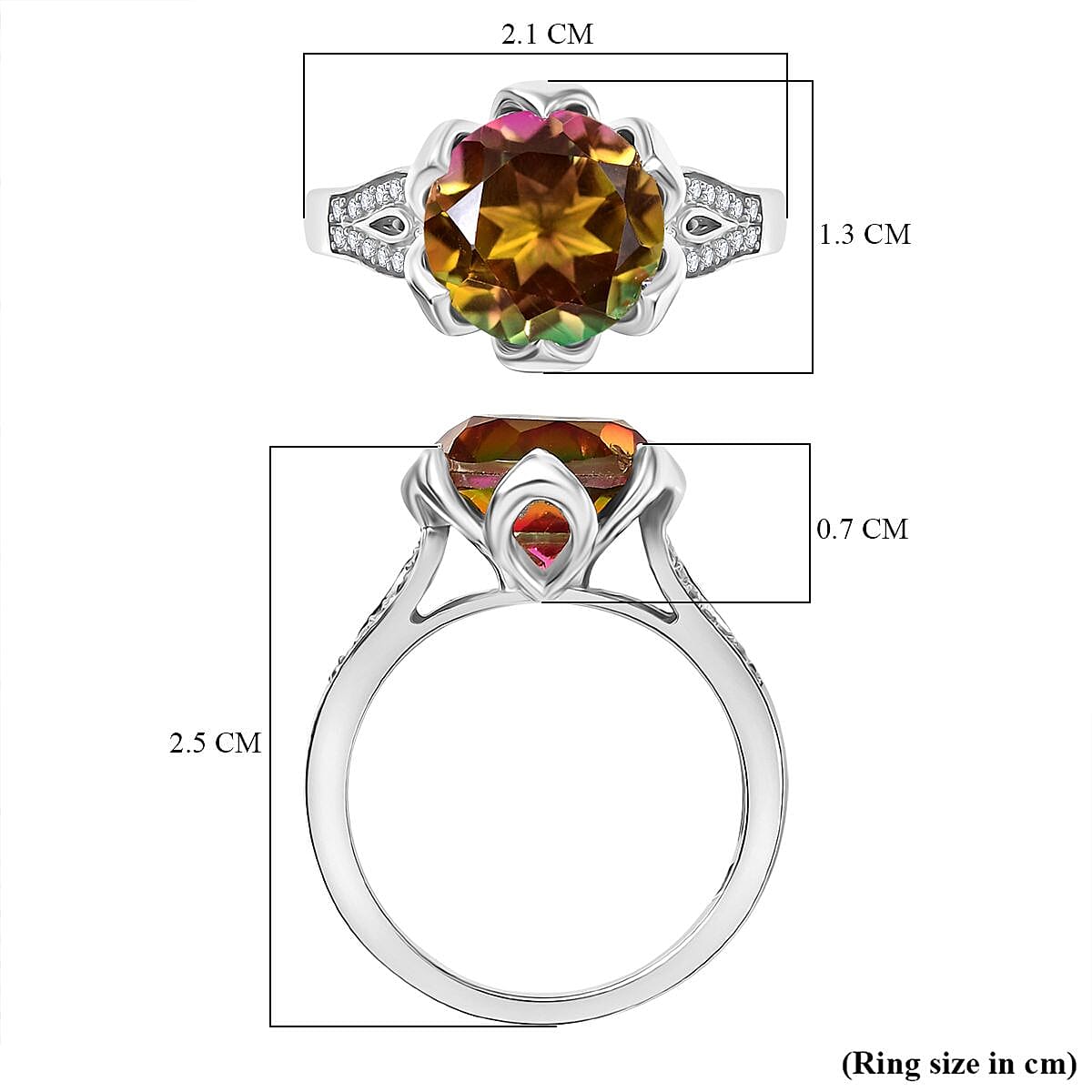 Djoy Rainbow Genesis Quartz & White Zircon Garden Grace Ring in Rhodium Overlay Sterling Silver 4.20 Ct. Djoy Rainbow Genesis Quartz & White Zircon Garden Grace Ring in Rhodium Overlay Sterling Silver 4.20 Ct.
