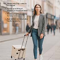 Multipurpose Foldable Shopping Cart - 50kg Capacity - White