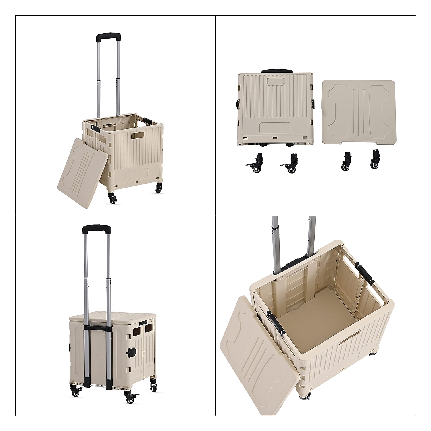 Multipurpose Foldable Shopping Cart - 50kg Capacity - White