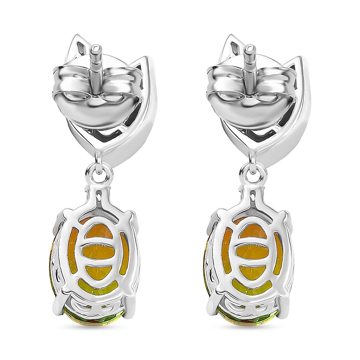 D'joy Rainbow Genesis Quartz & White Zircon Dangling Blooming Leaf Drops Earring with Push Back in Rhodium Overlay Sterling Silver 4.73 Ct. D'joy Rainbow Genesis Quartz & White Zircon Dangling Blooming Leaf Drops Earring with Push Back in Rhodium Overlay Sterling Silver 4.73 Ct.