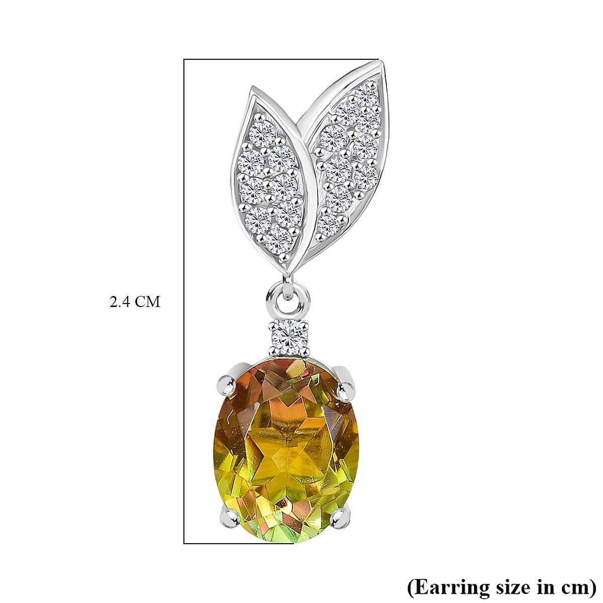 D'joy Rainbow Genesis Quartz & White Zircon Dangling Blooming Leaf Drops Earring with Push Back in Rhodium Overlay Sterling Silver 4.73 Ct. D'joy Rainbow Genesis Quartz & White Zircon Dangling Blooming Leaf Drops Earring with Push Back in Rhodium Overlay Sterling Silver 4.73 Ct.