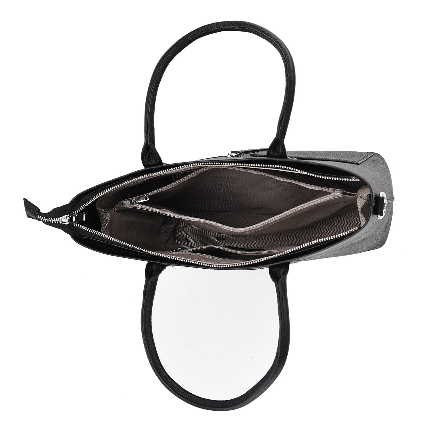 Genuine Leather Trendy Tote Bag - Black