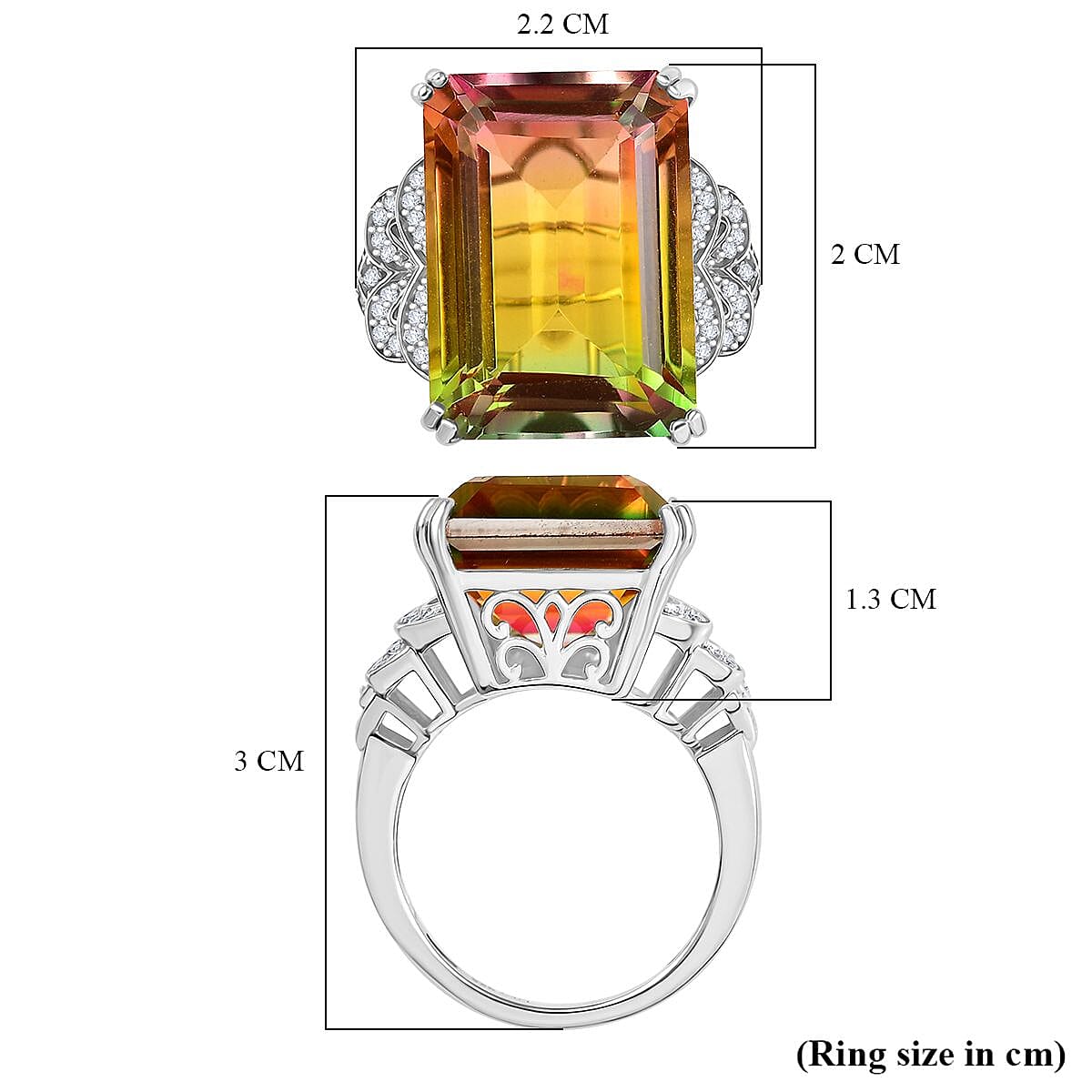 D'joy Rainbow Genesis Quartz Solitaire Blooming Wings Ring in Rhodium Overlay Sterling Silver 16.86 Ct. D'joy Rainbow Genesis Quartz Solitaire Blooming Wings Ring in Rhodium Overlay Sterling Silver 16.86 Ct.