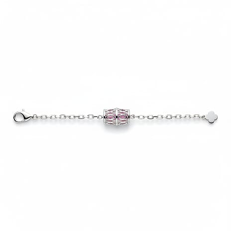 Pink Spinel Bracelet (Size - 6 - 1.5 Ext) with Lobster Clasp Sterling Silver 1.85 Ct.