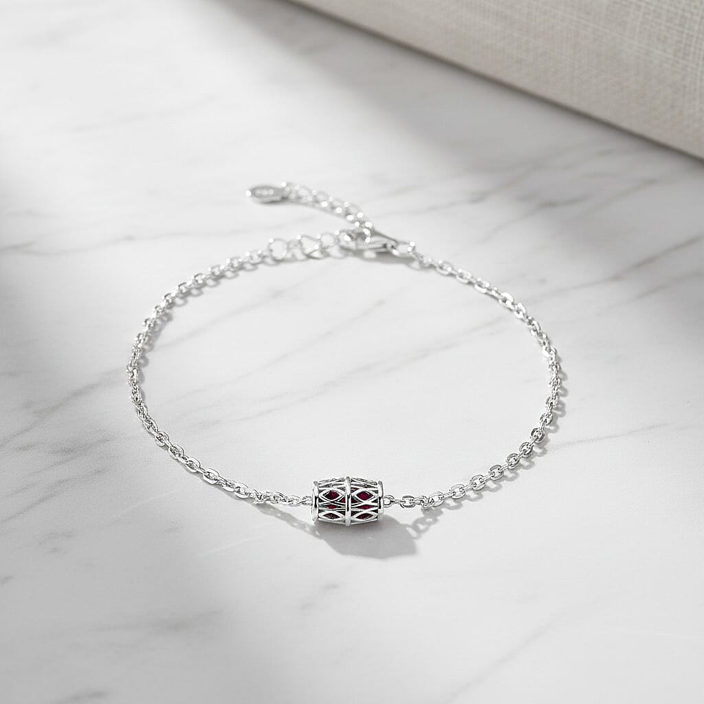 Close Out Deal - Rhodolite Garnet Bracelet (Size - 7 with Ext) with Lobster Clasp Sterling Silver 1.85 Ct.