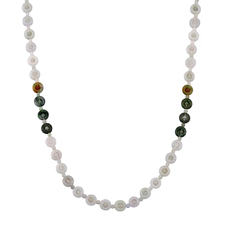Super Find White Jade Necklace (Size - 20 - 2 Ext) in Rhodium Overlay Sterling Silver 150.00 Ct.