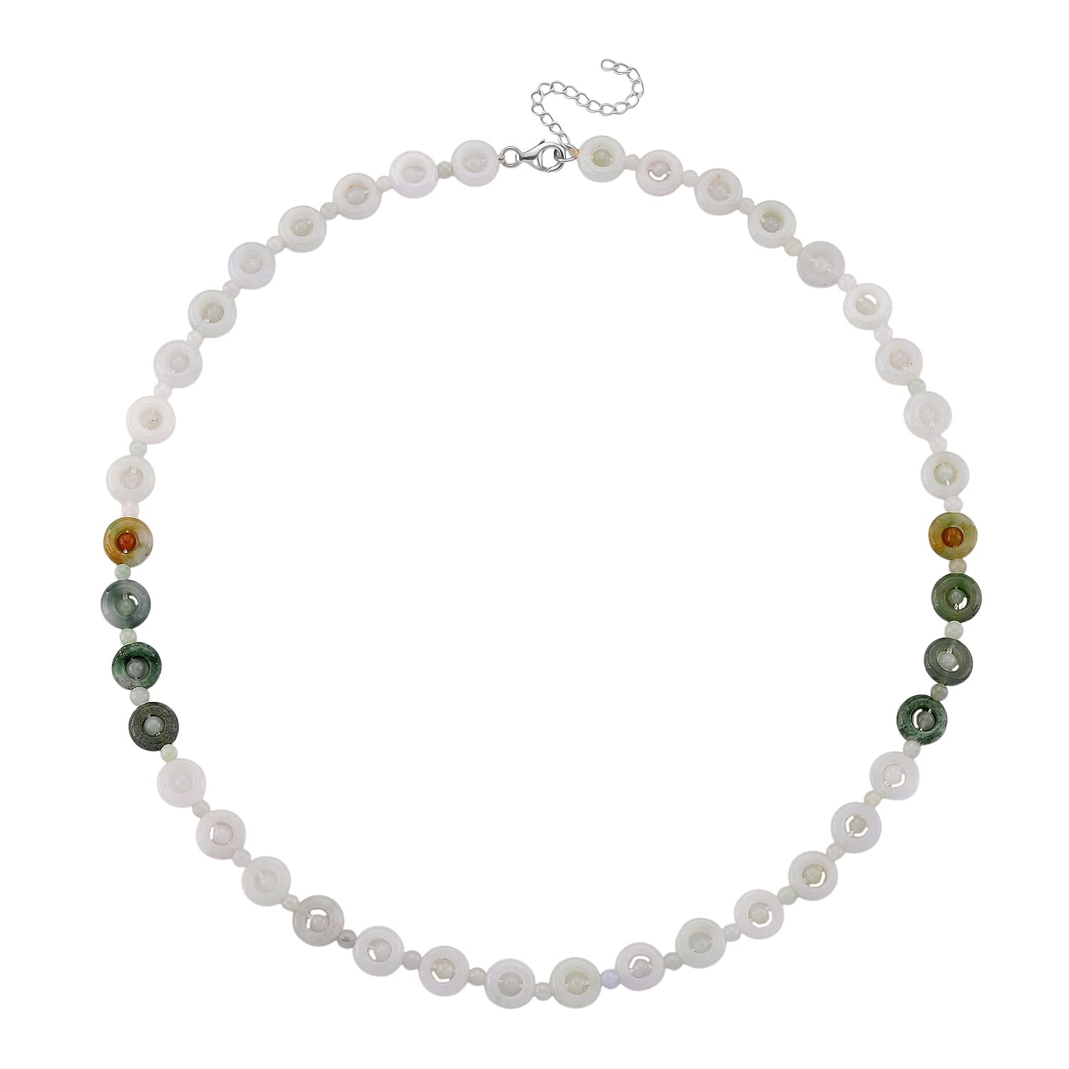 Super Find White Jade Necklace (Size - 20 - 2 Ext) in Rhodium Overlay Sterling Silver 150.00 Ct.