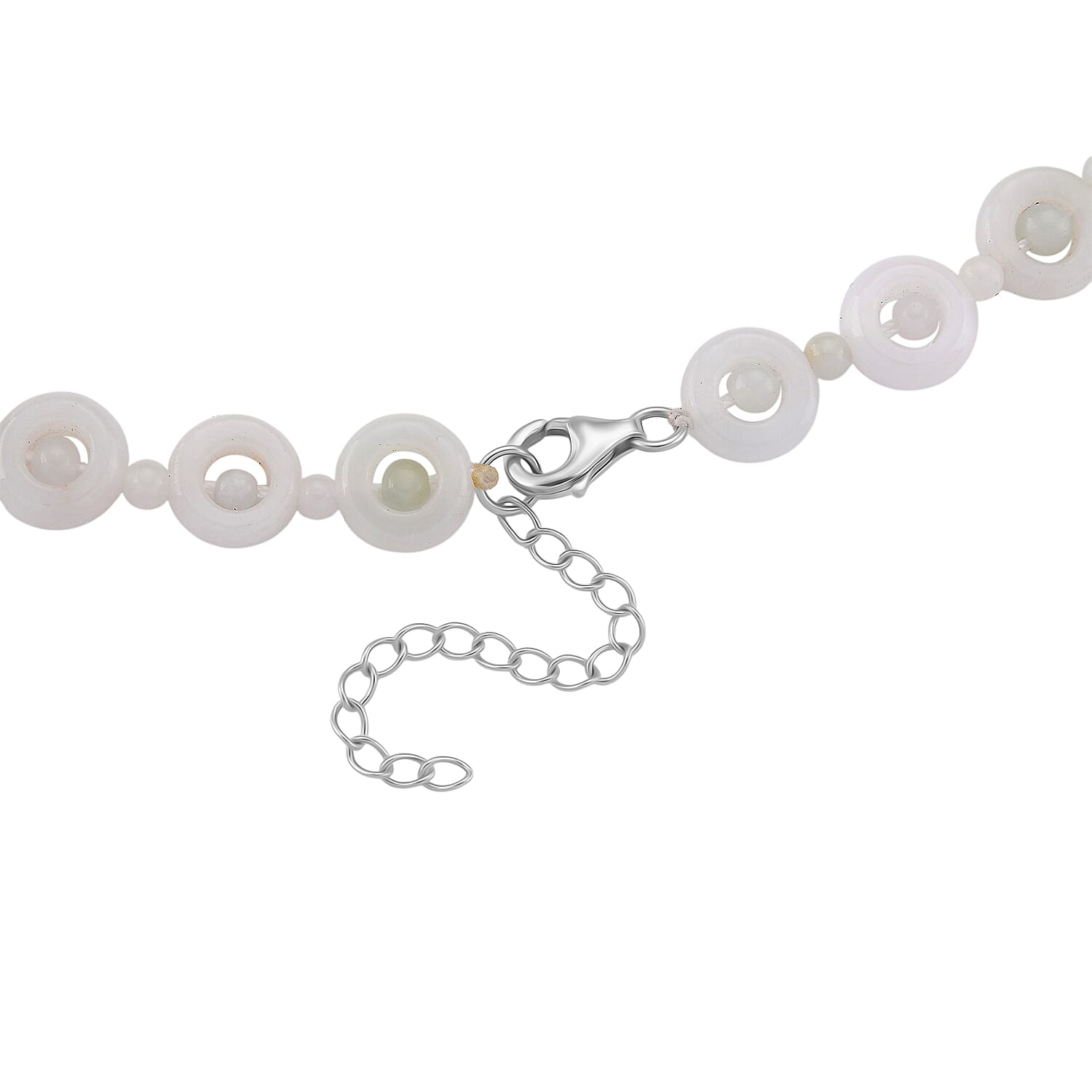 Super Find White Jade Necklace (Size - 20 - 2 Ext) in Rhodium Overlay Sterling Silver 150.00 Ct.