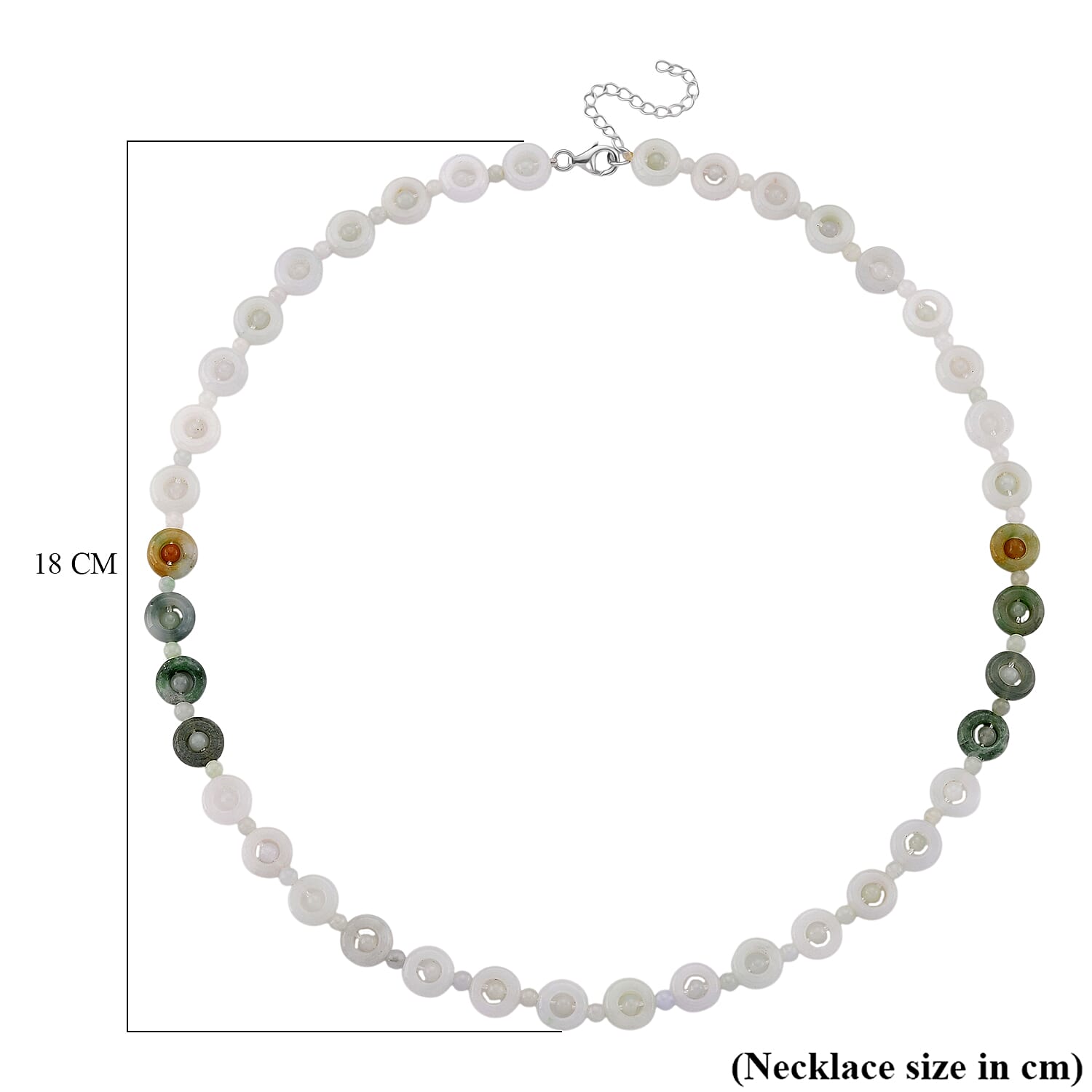 Super Find White Jade Necklace (Size - 20 - 2 Ext) in Rhodium Overlay Sterling Silver 150.00 Ct.