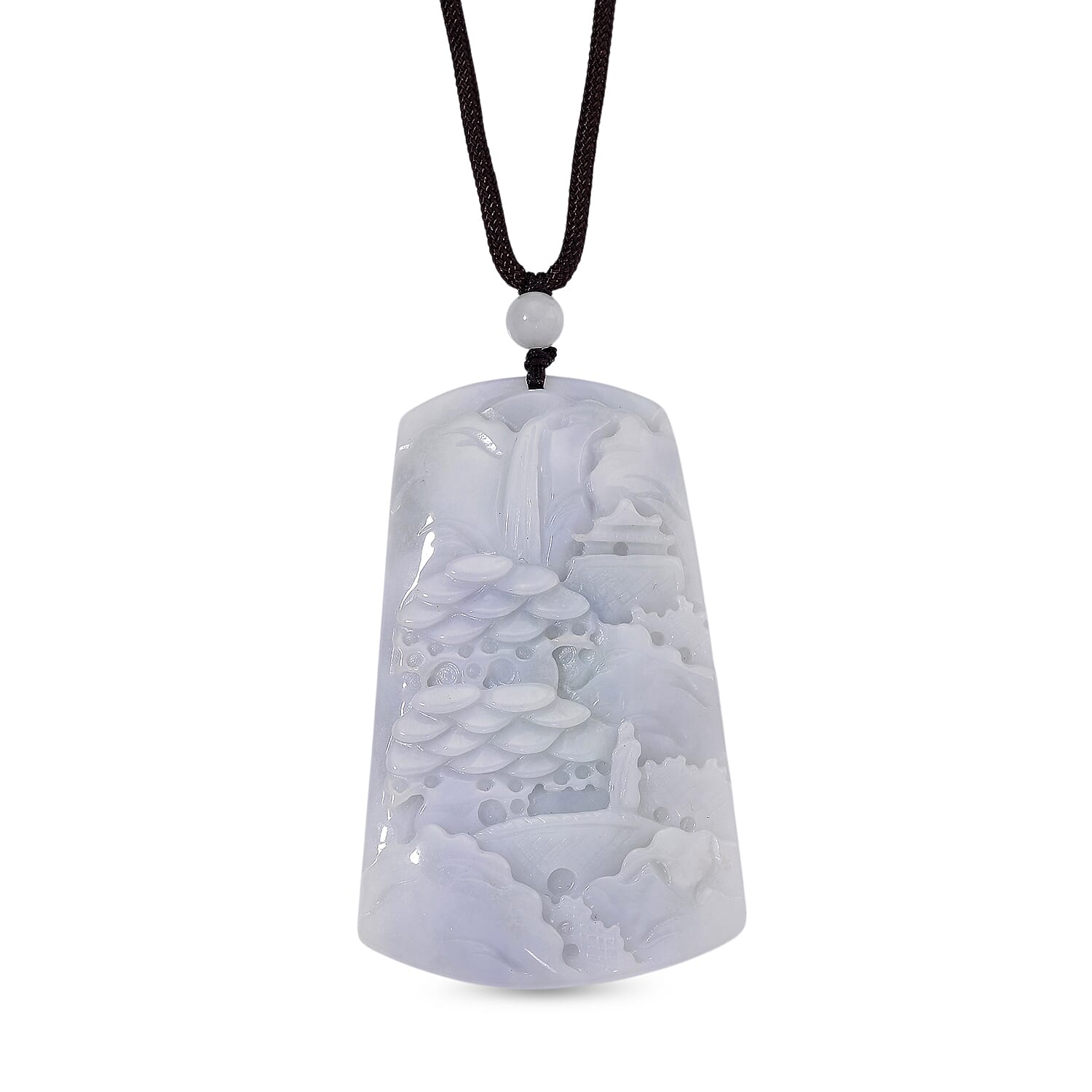 Carving Jade Stone Necklace (Size - 28) with Adjustable Thread 190.00 Ct.
