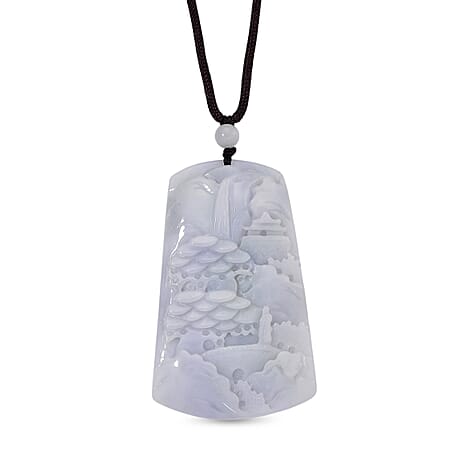 Carving Jade Stone Necklace (Size - 28) with Adjustable Thread 190.00 Ct.