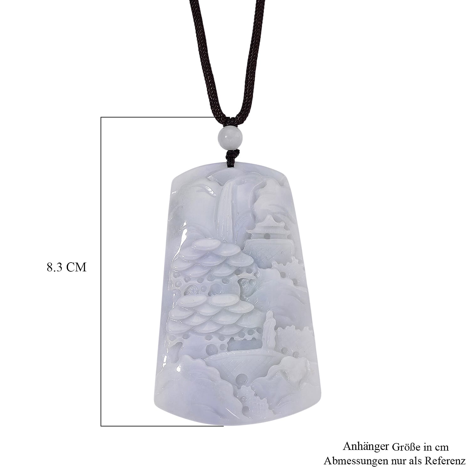 Carving Jade Stone Necklace (Size - 28) with Adjustable Thread 190.00 Ct.