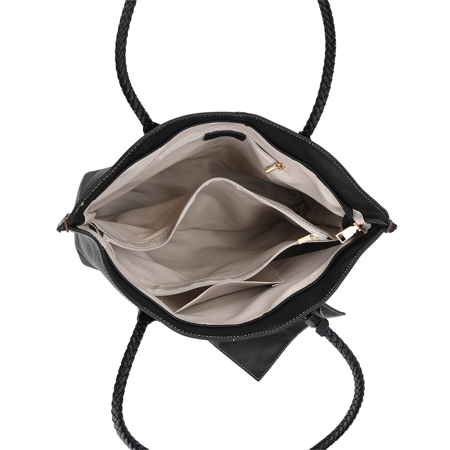 Genuine Leather Tote Bag (31.5cm) with Matching Detachable Coin Purse - Black