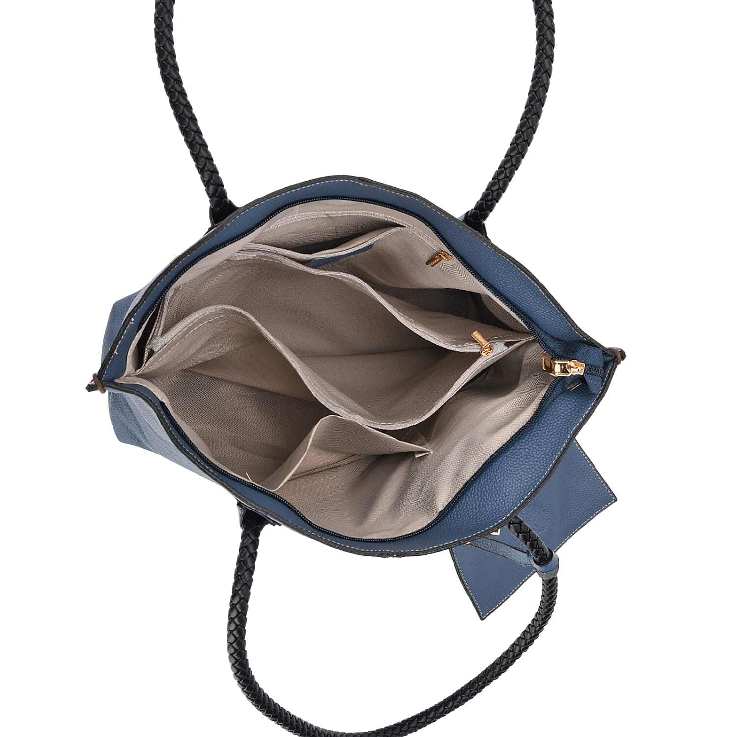 Genuine Leather Tote Bag (31.5cm) with Matching Detachable Coin Purse - Blue