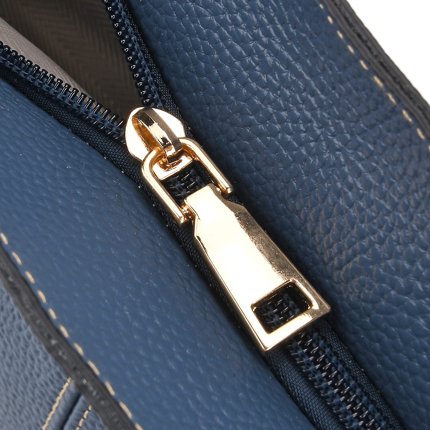 Genuine Leather Tote Bag (31.5cm) with Matching Detachable Coin Purse - Blue