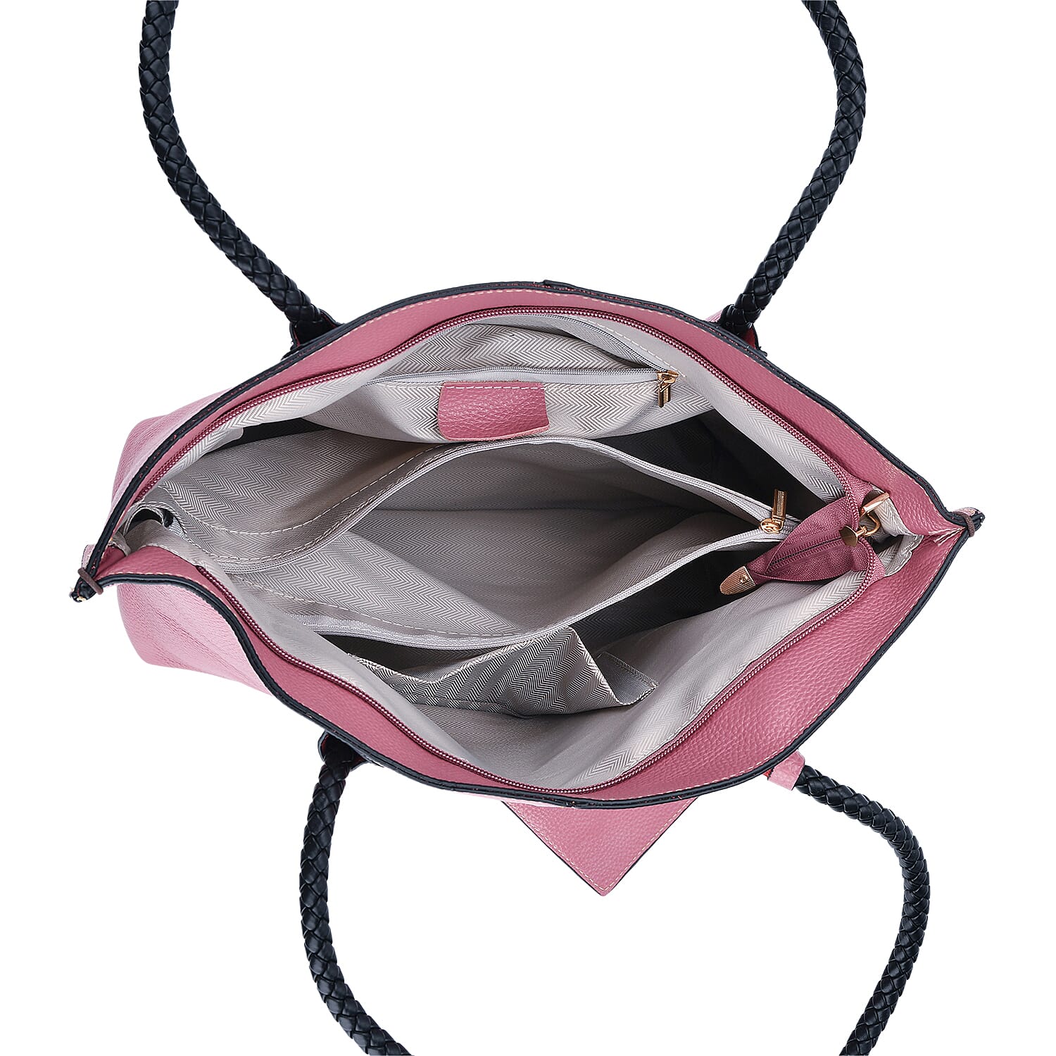 Genuine Leather Tote Bag (31.5cm) with Matching Detachable Coin Purse - Pink