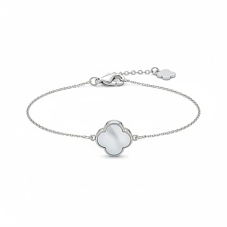Close Out Deal - Blue Apatite, Aquamarine & Mother of Pearl Bracelet (Size - 6 - 1.5 Ext) with Lobster Clasp Sterling Silver 2.60 Ct.
