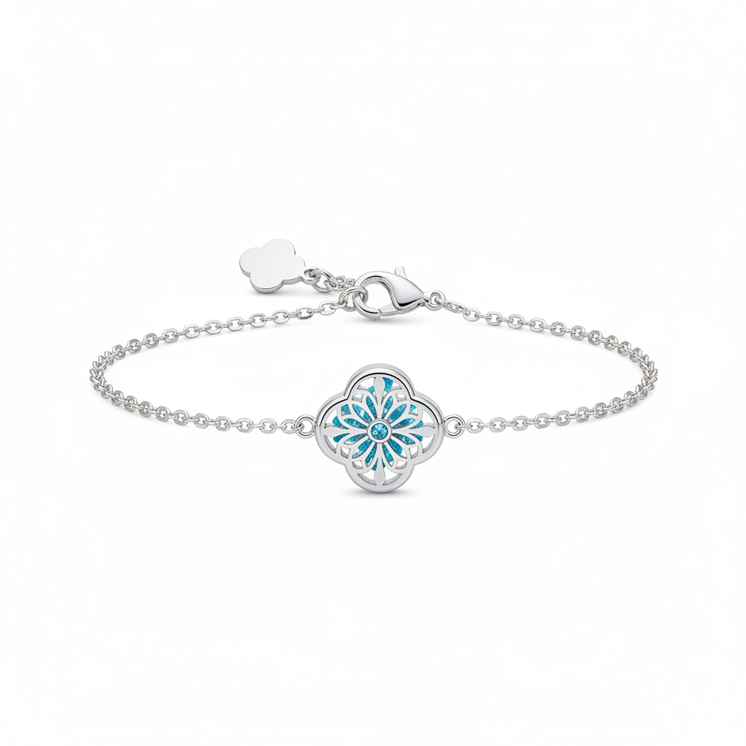 Close Out Deal - Blue Apatite, Aquamarine & Mother of Pearl Bracelet (Size - 6 - 1.5 Ext) with Lobster Clasp Sterling Silver 2.60 Ct.