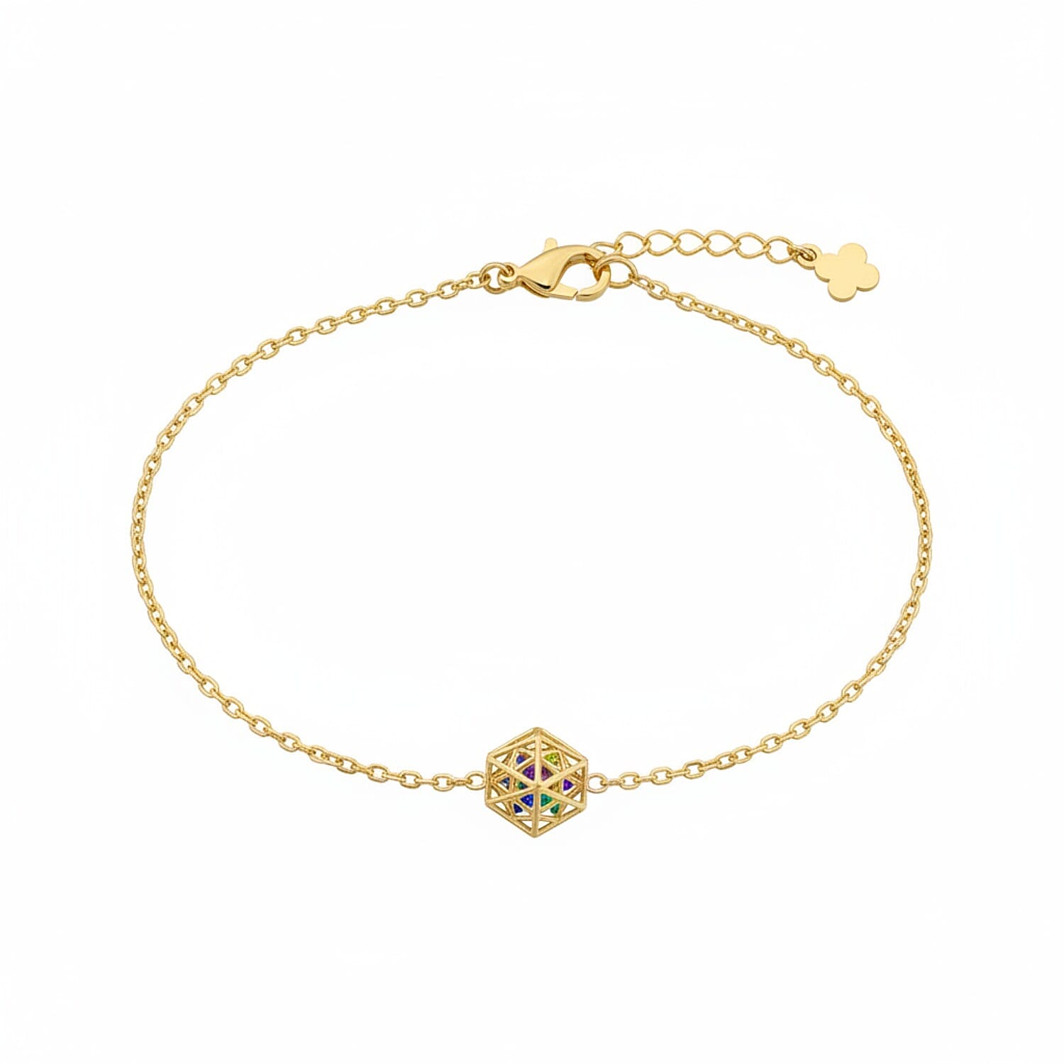 Multi Gemstones Bracelet (Size - 7.5 with Ext) with Lobster Clasp in Yellow Gold Plated Sterling Silver 2.15 Ct.