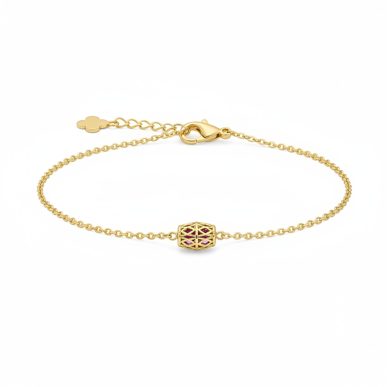 Rhodolite Garnet Bracelet (Size - 6 - 1.5 Ext) with Lobster Clasp in Yellow Gold Plated Sterling Silver 1.85 Ct.