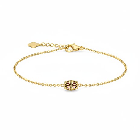 Rhodolite Garnet Bracelet (Size - 6 - 1.5 Ext) with Lobster Clasp in Yellow Gold Plated Sterling Silver 1.85 Ct.