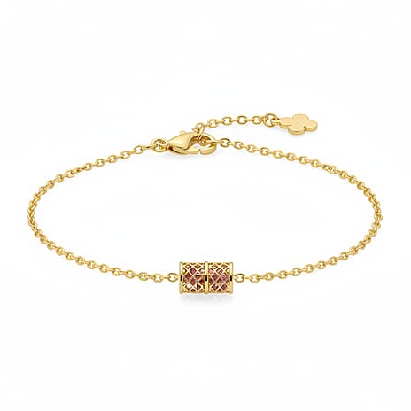 Rhodolite Garnet Bracelet (Size - 6 - 1.5 Ext) with Lobster Clasp in Yellow Gold Plated Sterling Silver 2.50 Ct.