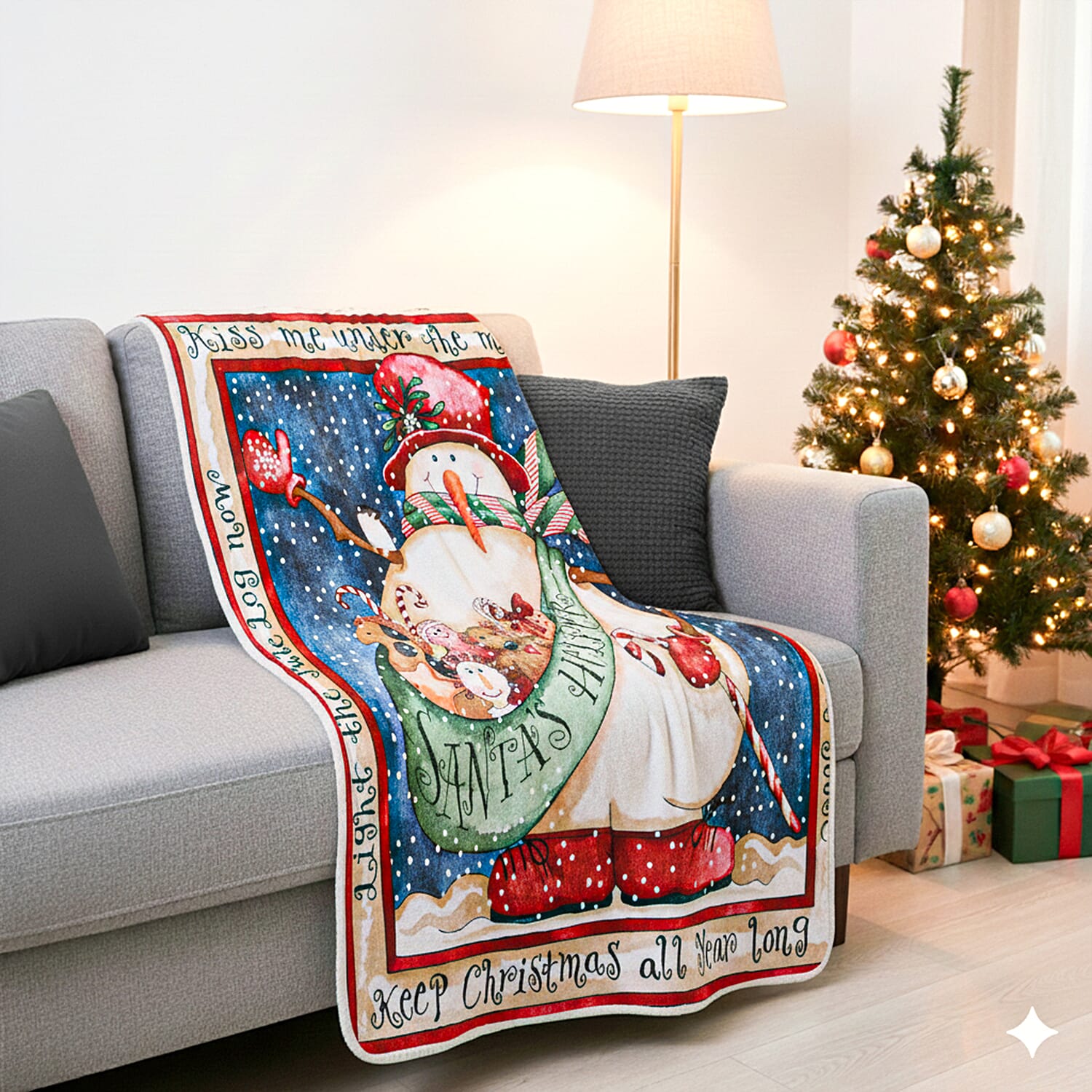 MUST HAVE GIFT IDEA- Snowman & Toys Digital Print Cosy Fleece Throw  (220gsm) - Snowman