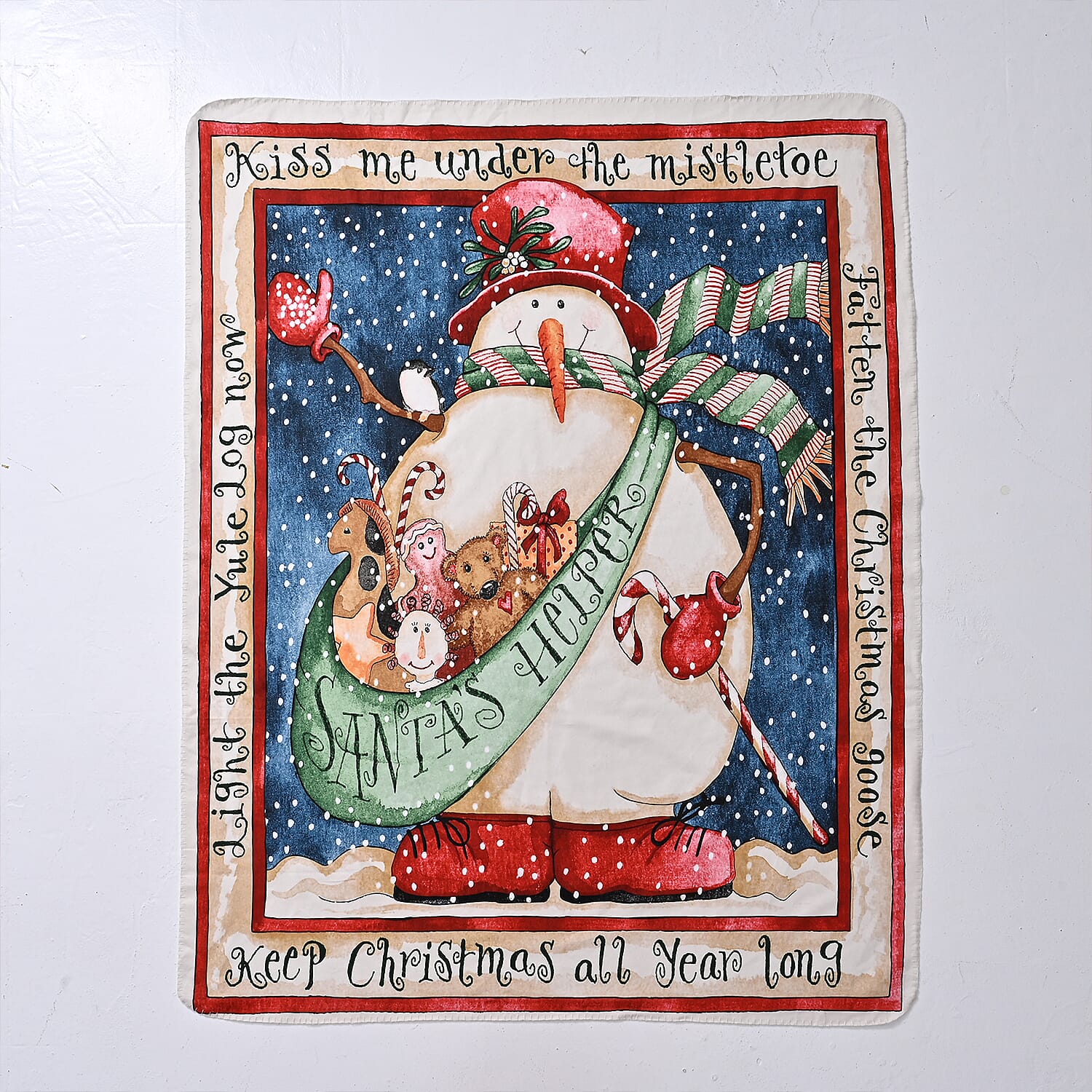 MUST HAVE GIFT IDEA- Snowman & Toys Digital Print Cosy Fleece Throw  (220gsm) - Snowman