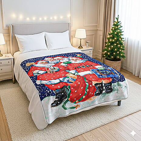 MUST HAVE GIFT IDEA- Santa Claus Digital Print Cosy Fleece Throwt (220gsm) - Santa