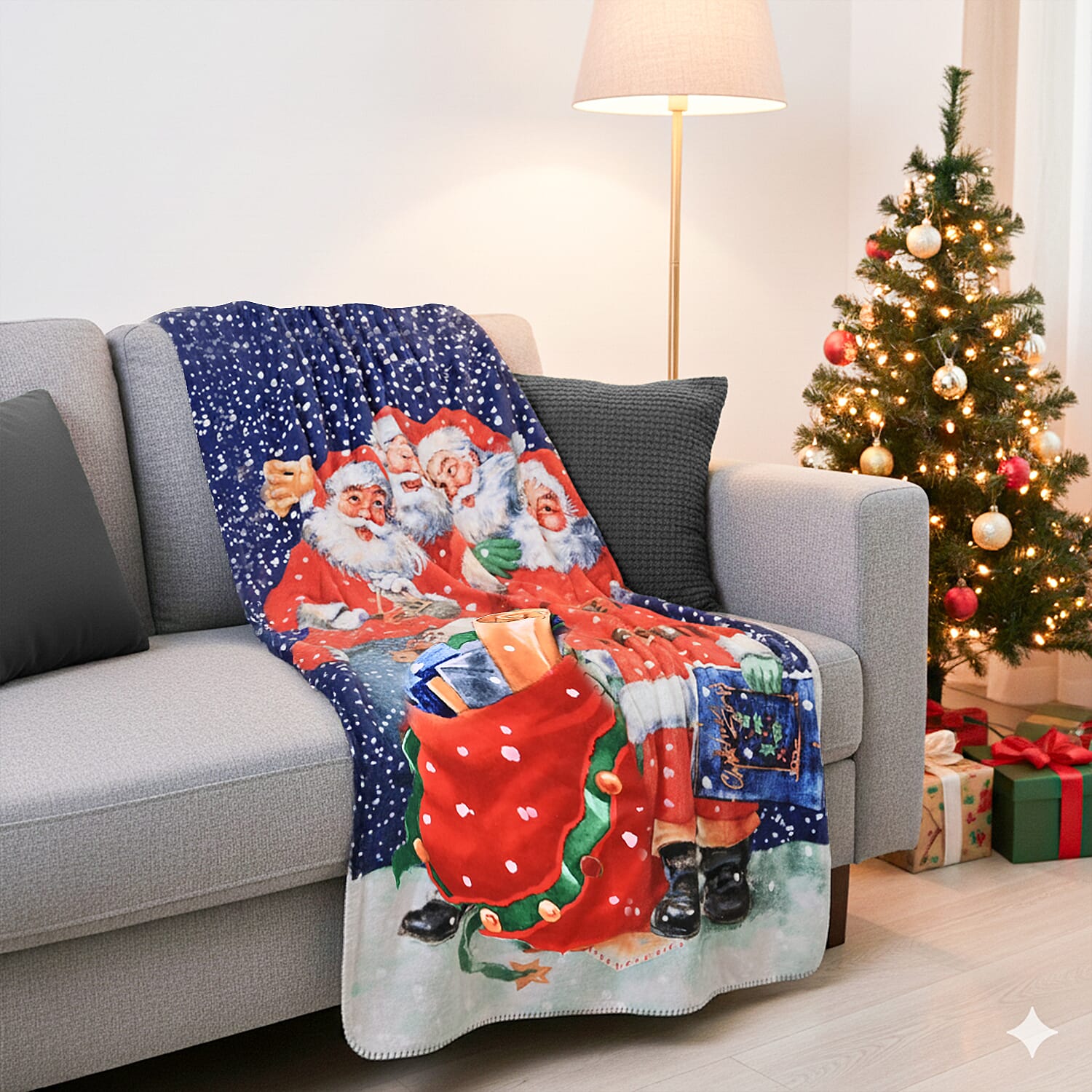 MUST HAVE GIFT IDEA- Santa Claus Digital Print Cosy Fleece Throwt (220gsm) - Santa