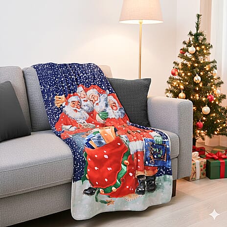 MUST HAVE GIFT IDEA- Santa Claus Digital Print Cosy Fleece Throwt (220gsm) - Santa