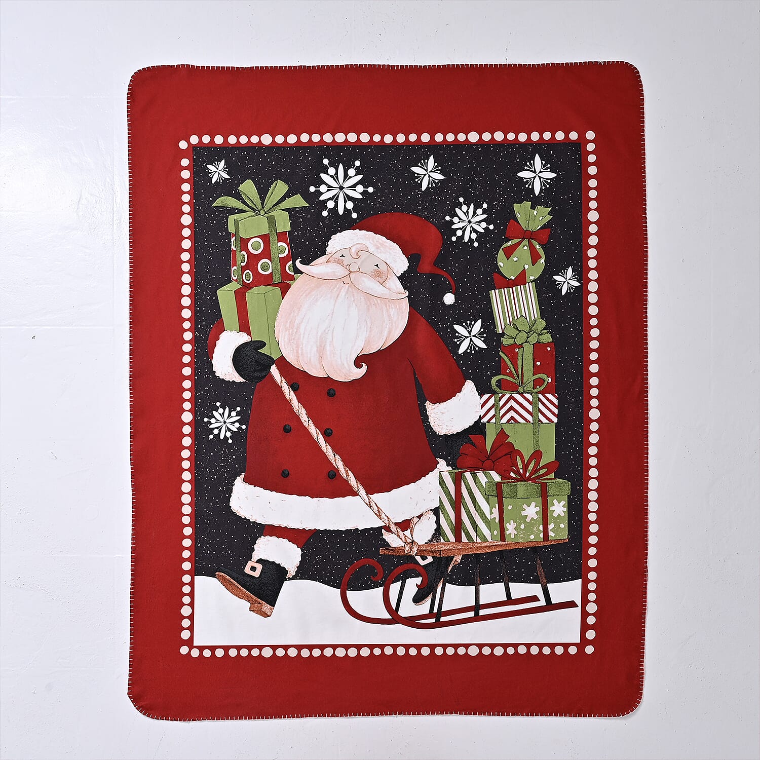 Santa Claus Digital Print Throw (220gsm) - Red