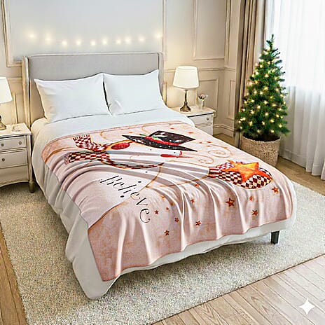 Snowman Digital Print Throw (220gsm) - Yellow