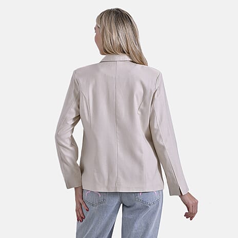 & Maisi Patterned Blazer (Size - Large) - Beige & Orange