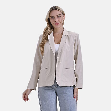 & Maisi Patterned Blazer (Size - Medium) - Beige & Orange