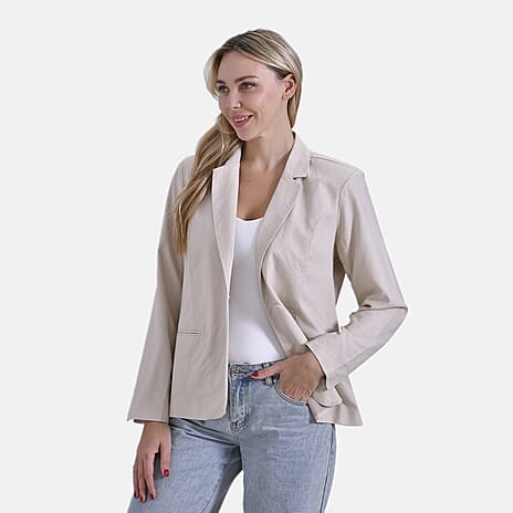 & Maisi Patterned Blazer (Size - Medium) - Beige & Orange