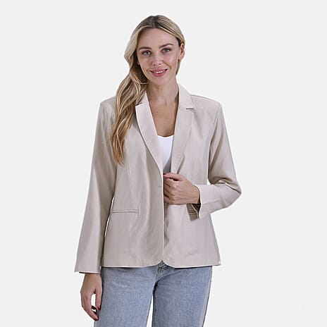 & Maisi Patterned Blazer (Size - Medium) - Beige & Orange