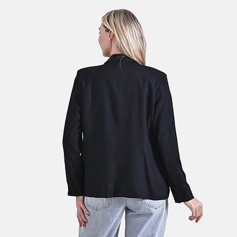 La Marey Classic Linen Blend Blazer (Size 12 to 14) - Black