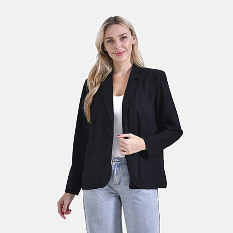 La Marey Classic Linen Blend Blazer (Size 16 to 18) - Black