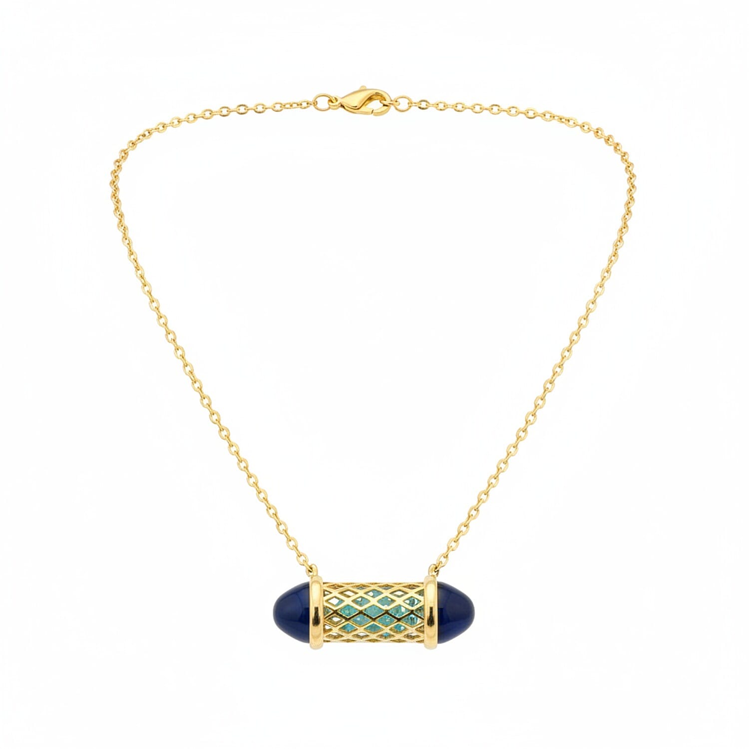 Blue Apatite Necklace (Size - 16 - 2 Ext) with Lobster Clasp in Yellow Gold Plated Sterling Silver 7.50 Ct.