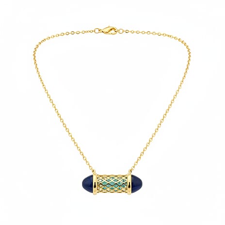 Blue Apatite Necklace (Size - 16 - 2 Ext) with Lobster Clasp in Yellow Gold Plated Sterling Silver 7.50 Ct.