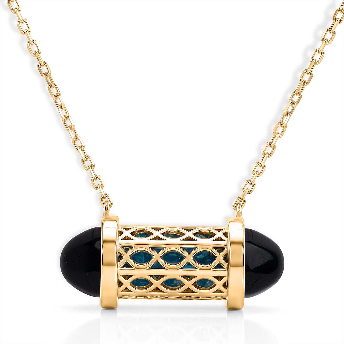 Blue Apatite Necklace (Size - 16 - 2 Ext) with Lobster Clasp in Yellow Gold Plated Sterling Silver 8.00 Ct.