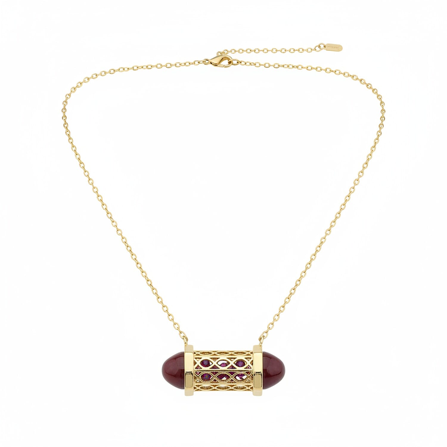 Rhodolite Garnet Necklace (Size - 16 - 2 Ext) with Lobster Clasp in Yellow Gold Plated Sterling Silver 8.00 Ct.