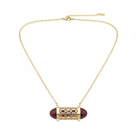 Rhodolite Garnet Necklace (Size - 16 - 2 Ext) with Lobster Clasp in Yellow Gold Plated Sterling Silver 8.00 Ct.