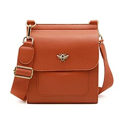 Alice Wheeler London Bloomsbury Vegan Leather Crossbody Bag - Adjustable Strap & Bee Insignia - Pastel Pink