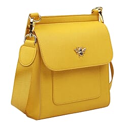 Alice Wheeler London Bloomsbury Vegan Leather Crossbody Bag - Adjustable Strap & Bee Insignia - Pastel Pink